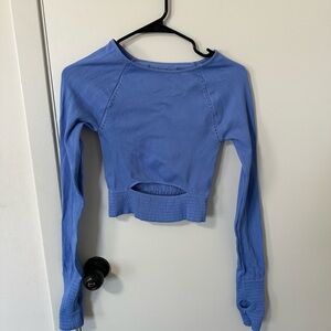 FP Movement by Free People Blue Long Sleeve Crop Top